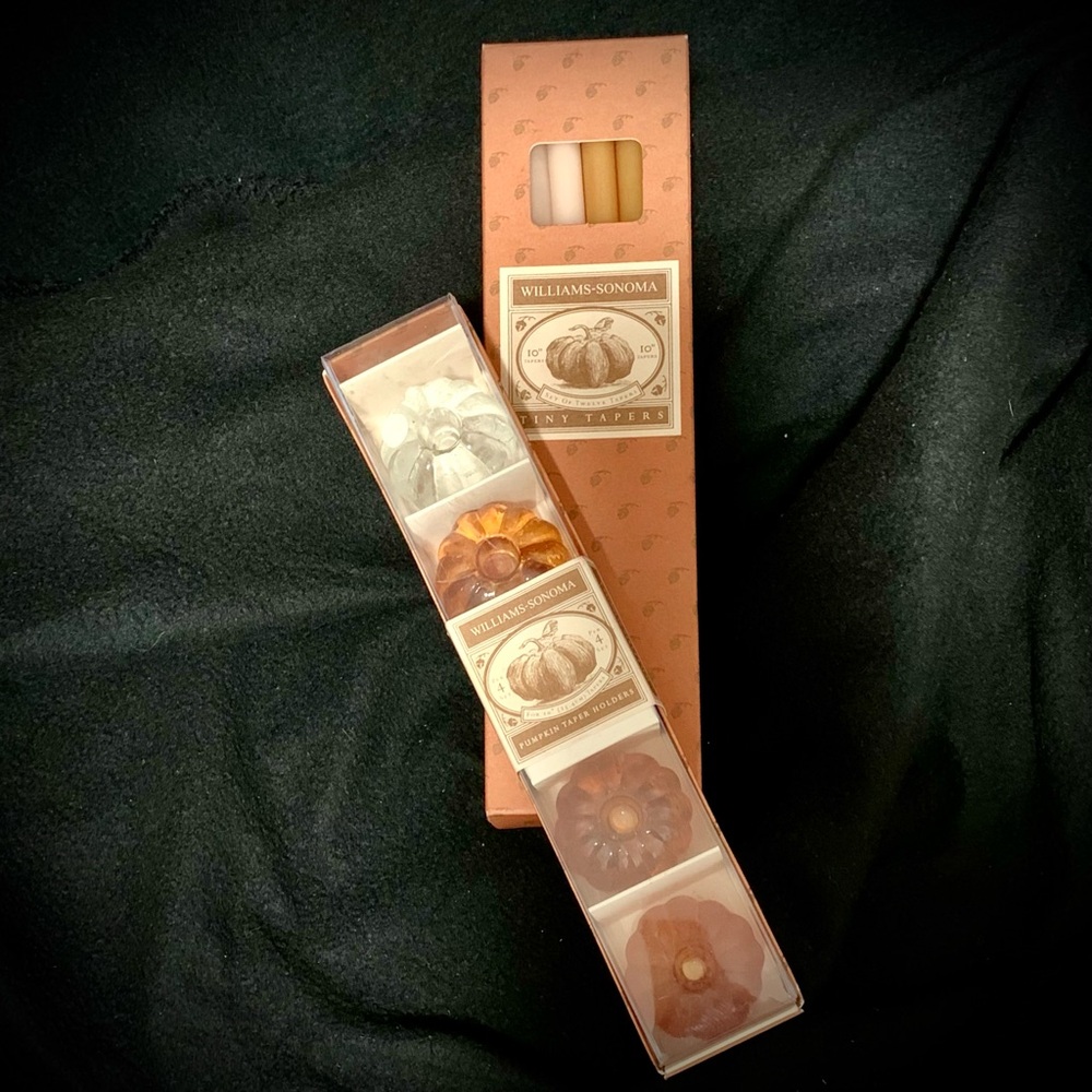 🎁 Williams-Sonoma Fall Candle Gift Set – Tiny Tapers + Pumpkin Holders